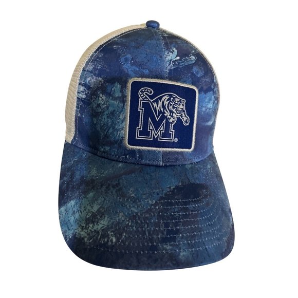 Memphis Tigers Colosseum Blue Mesh Fishing Real Tree Trucker Patch SnapBack Hat - Picture 3 of 10
